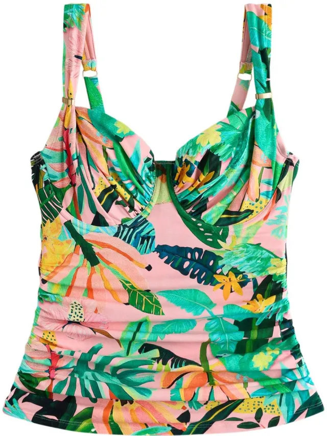 Next Dames - F-K tankinitop met beugels - Roze Coral/Green Tropical