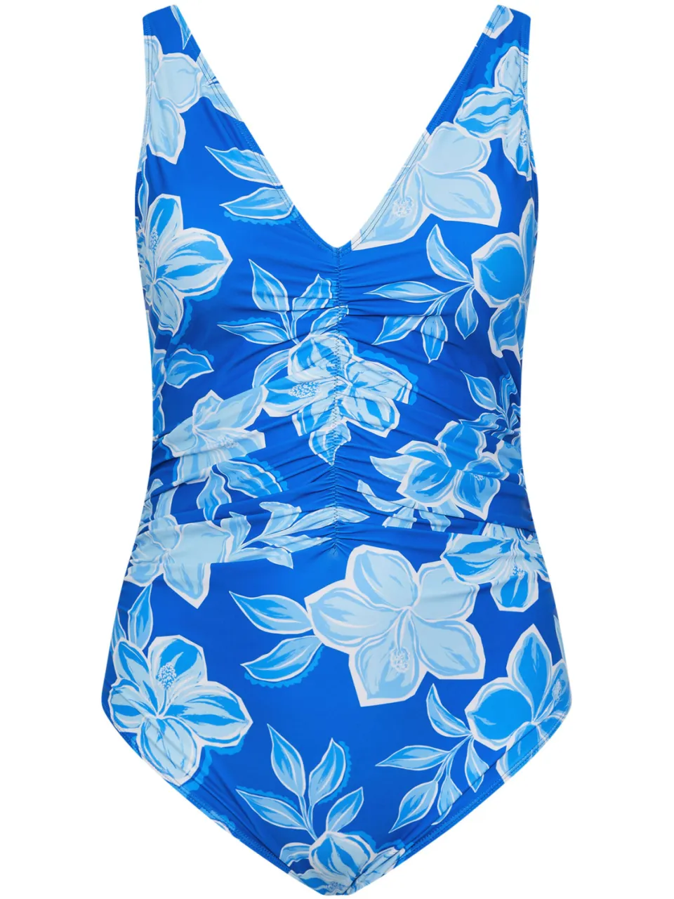 Yours Blauw Floral Print Plunge Badpak, foto 4