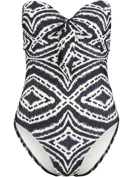 Seafolly Zanzibar Twist Tie Front badpak zwart Grijs