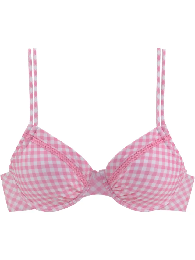 beugelbikinitop roze geruit, foto 2