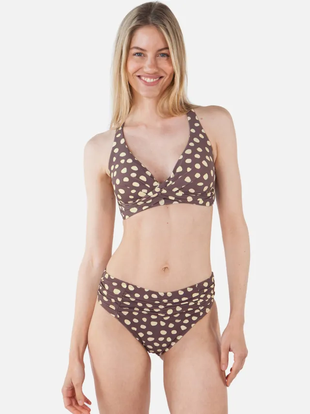 Barts high waist bikinibroekje Dauna bruin/ecru