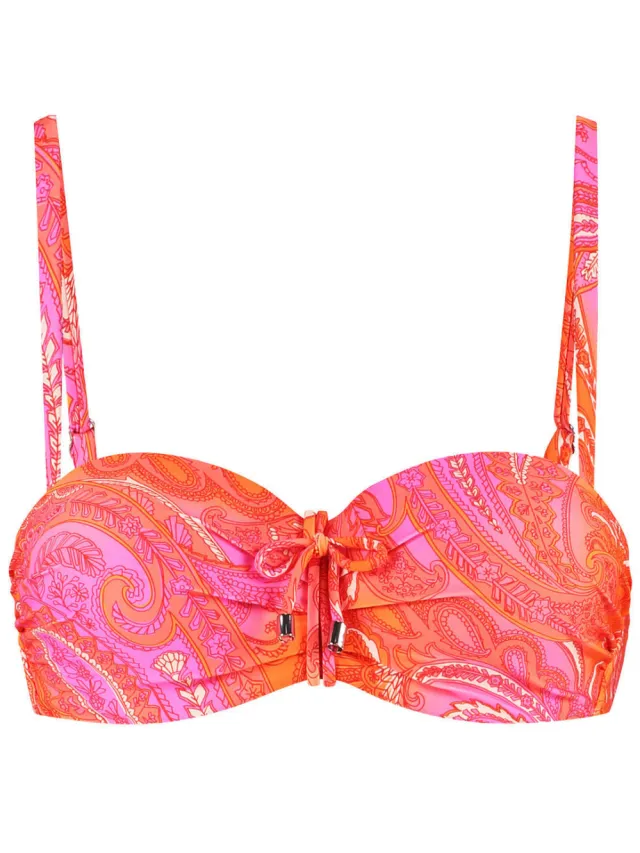 Cyell voorgevormde bandeau bikinitop roze/oranje, foto 2