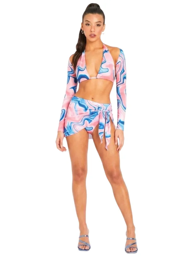 Missyempire Missy Empire Bikinitop met lange mouwen voor dames (Roze)
