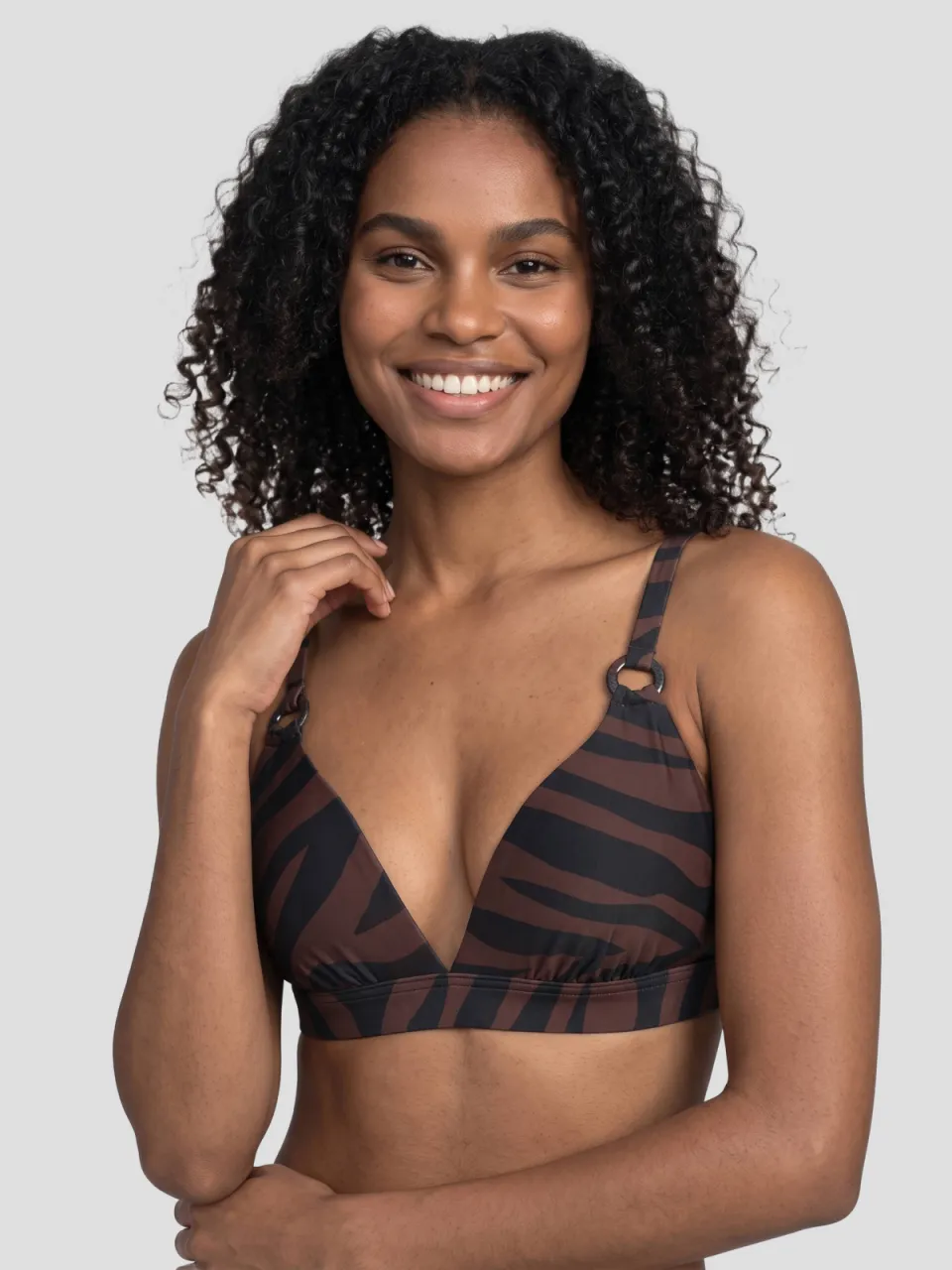 BEACHWAVE beugel bikinitop zebraprint donkerbruin/zwart, foto 5