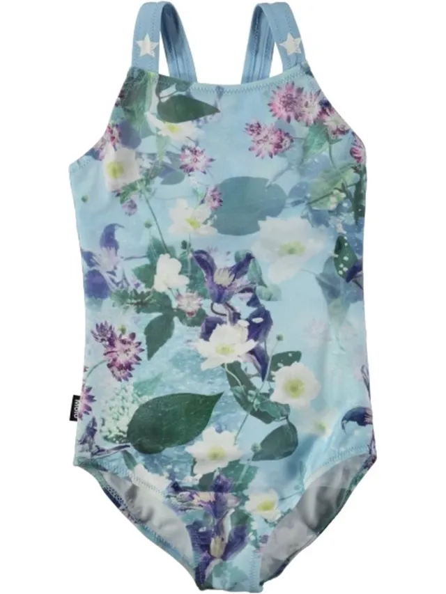 Molo Nakia Badpak - Flowers - UPF 50+ Blauw