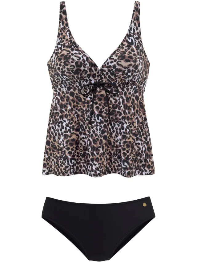 beugeltankini bruin geprint