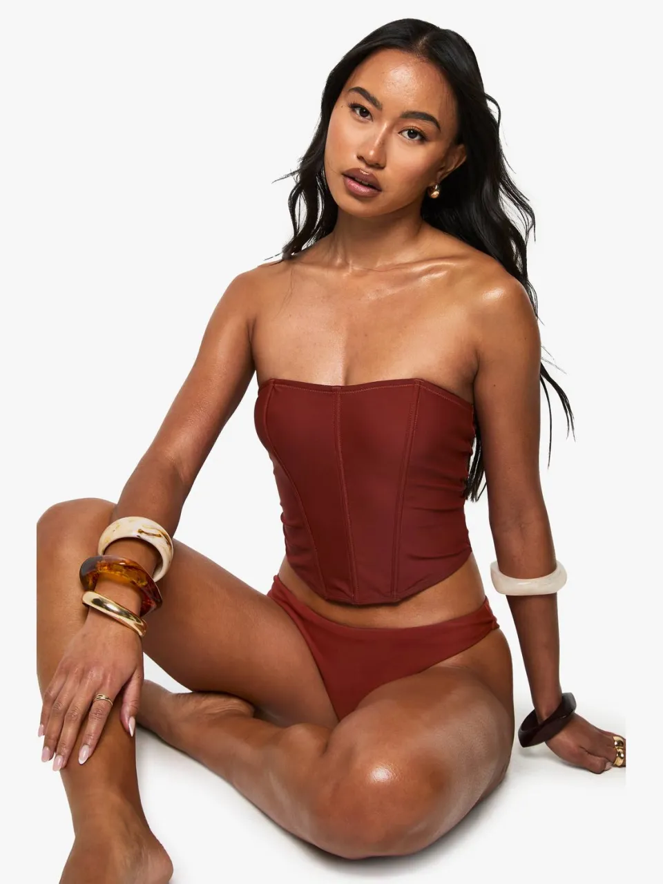 boohoo Dames Premium Hipster Bikini Slip roest, foto 3