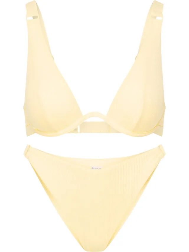 ESOTIQ Como - Bikini - Lichtgeel - Geribd - Triangelmodel