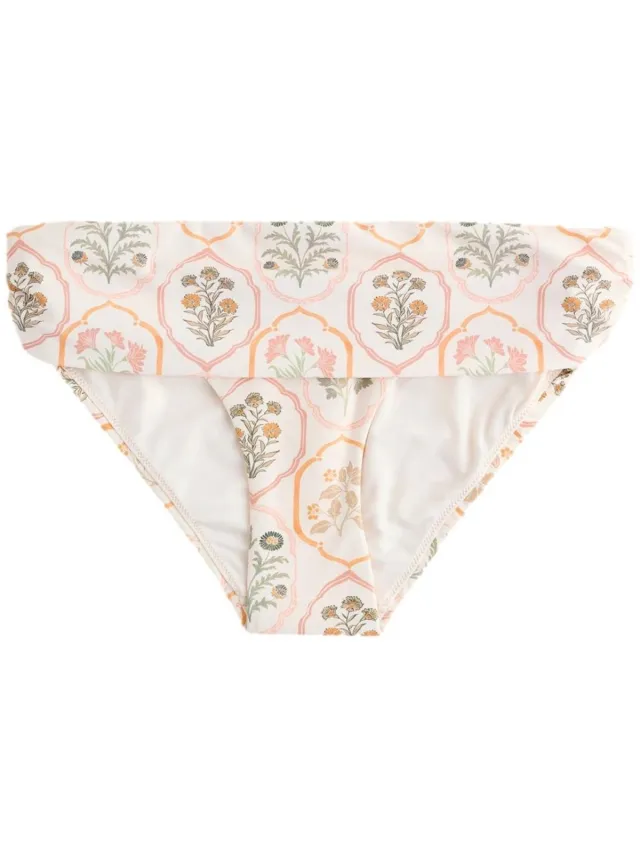 Next Dames - Bikinibroekje met oproltaille - Crème Ecru/Peach Floral