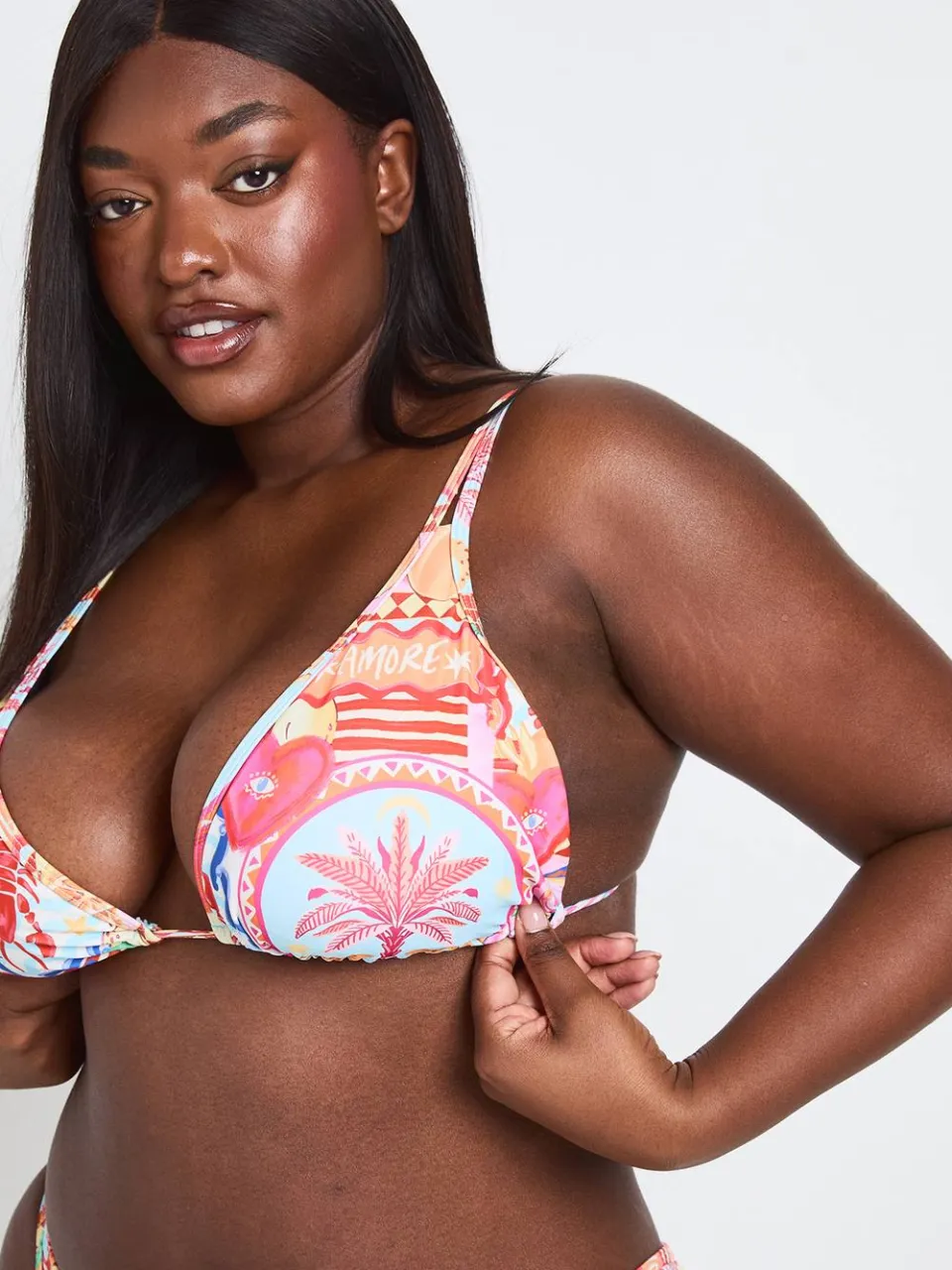boohoo Dames Plus Poster Print Driehoek Bikini Set roze, foto 4