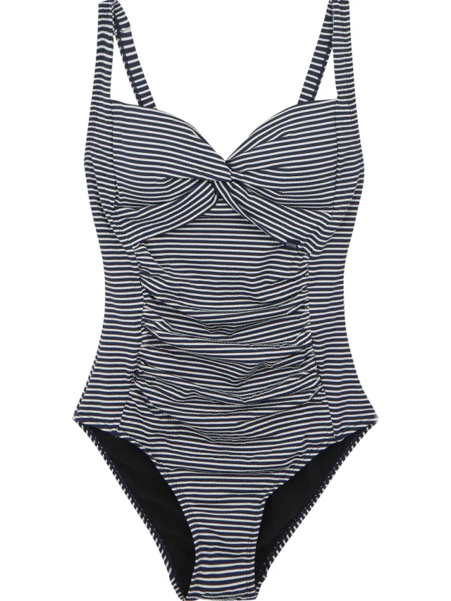 Regatta Dames stripe seersucker tummy control one piece zwempak Marineblauw