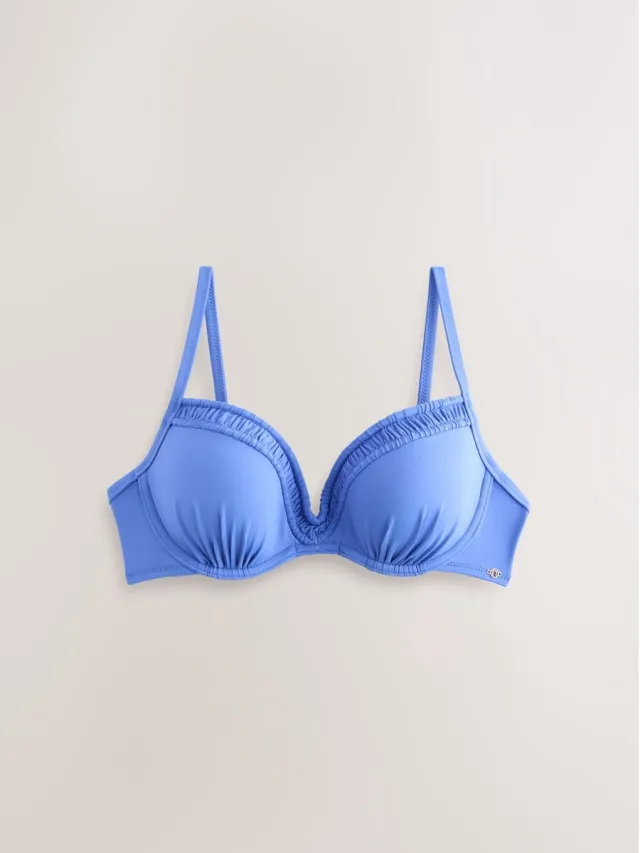 Next Dames - Bikinitop met beugel, vullingen en ruches - Blauw Cornflower Blue