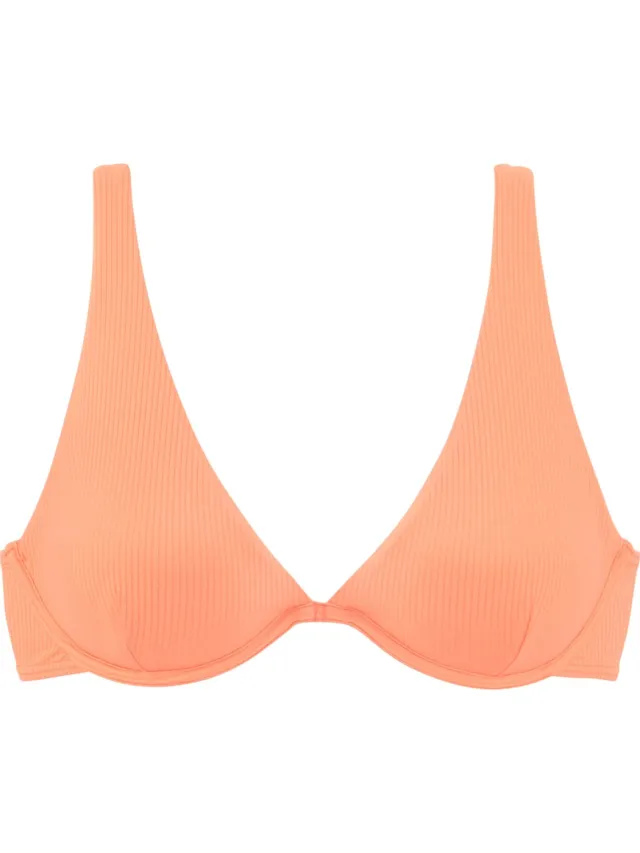 beugelbikinitop zalm geribbeld