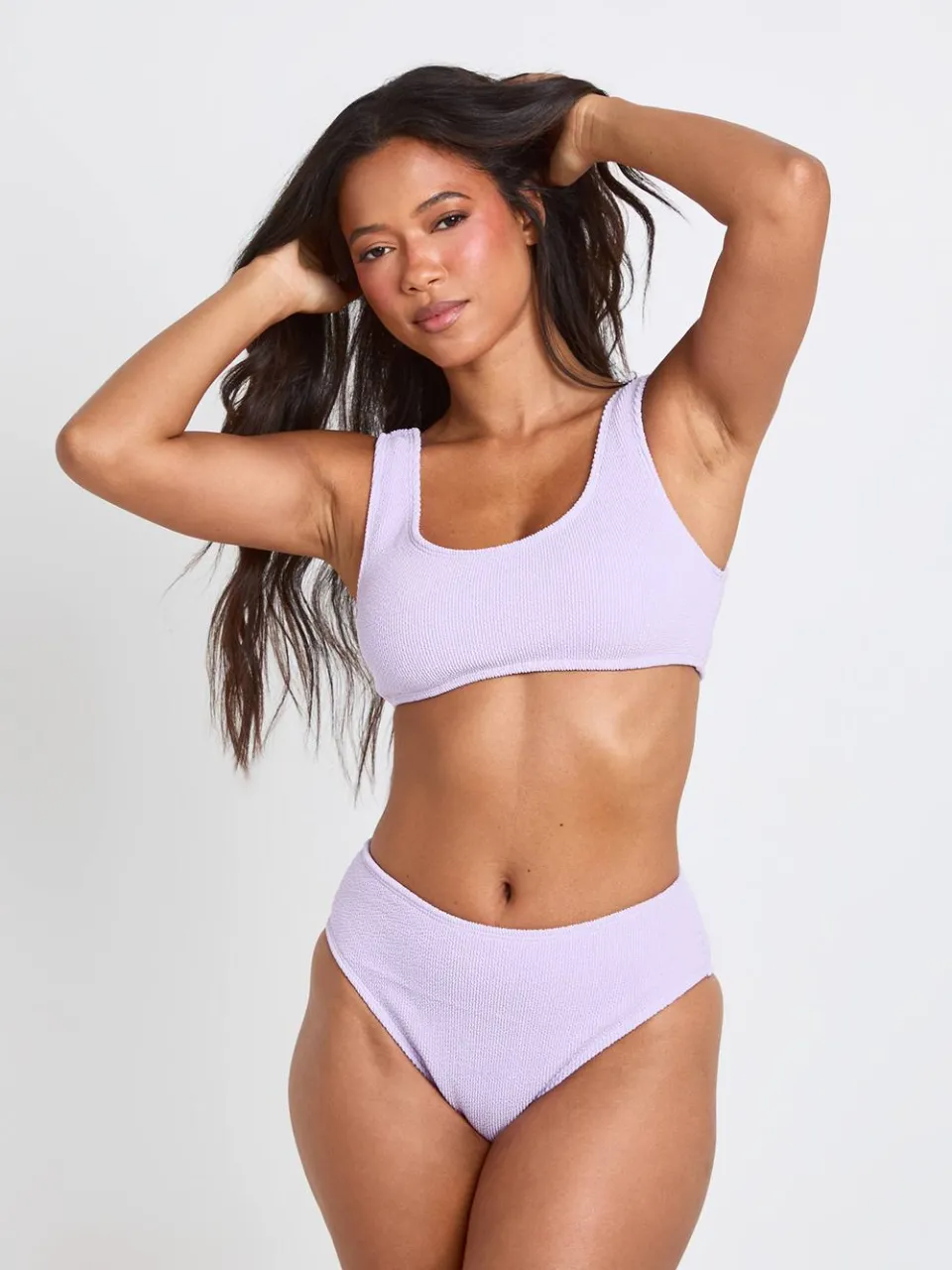 boohoo Dames Getextureerde Scoop Bikini Top lila, foto 3