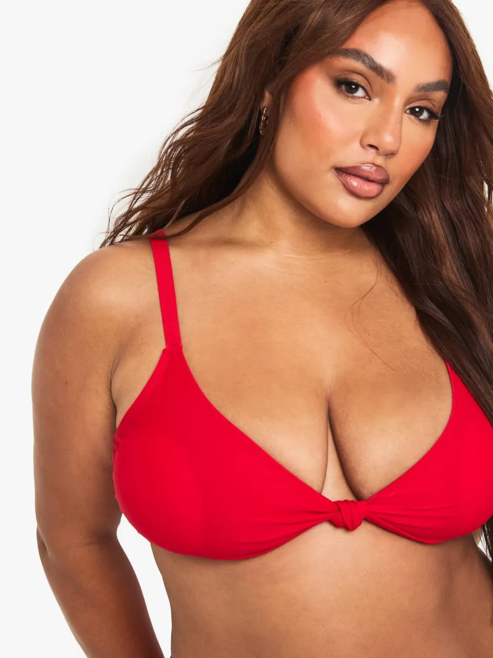 boohoo Dames Plus Gepolsterde Knoop Voordetail Bikini Top rood, foto 5