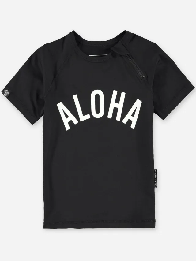 Beach & Bandits ALOHA TEE – 152/158 – Zwemshirt korte mouw UV50+ bescherming Black
