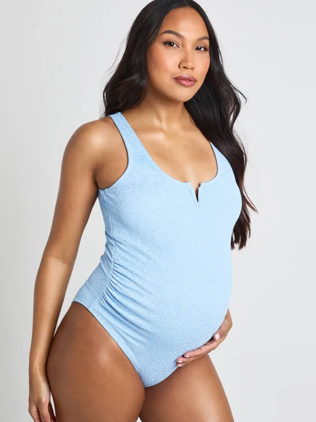 boohoo Dames Zwangerschaps Badpak Met V-detail Blauw
