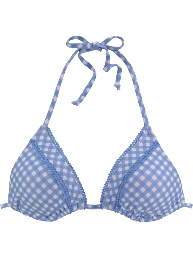 triangelbikinitop lichtblauw geruit, foto 2
