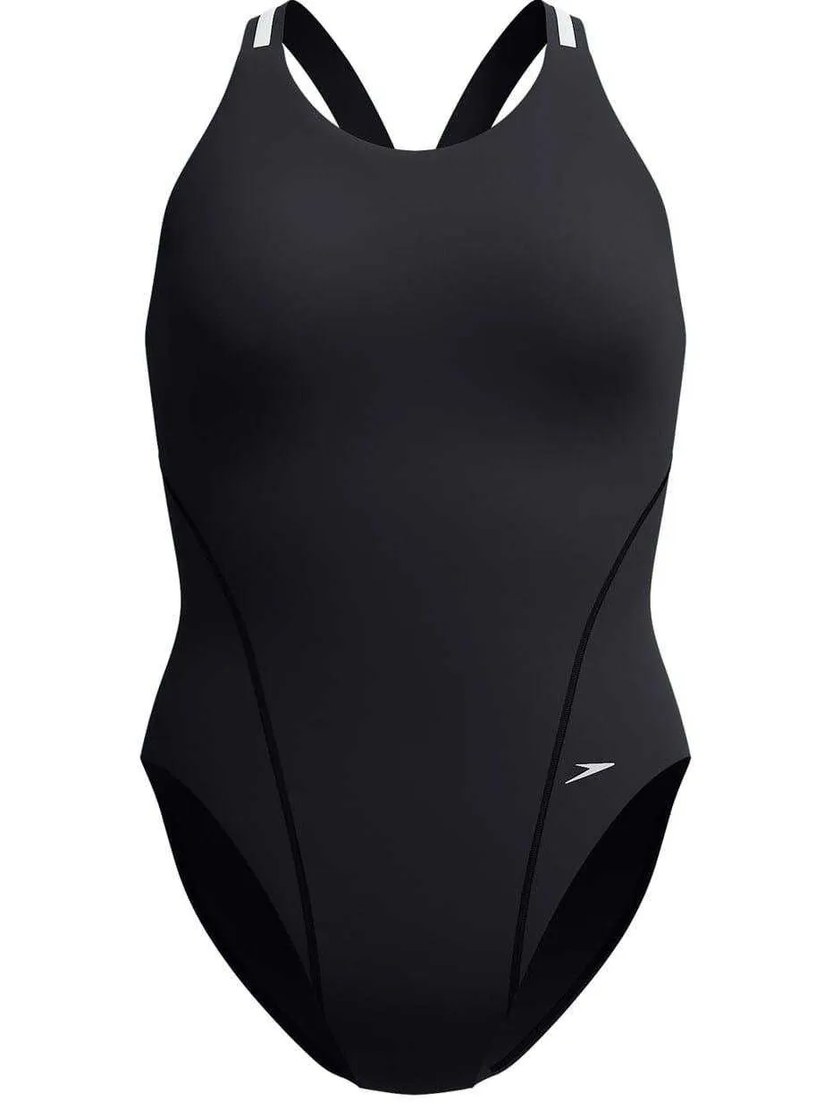 Speedo Dames/Dames Logo Performance One Piece Zwempak (Zwart/Zilver), foto 2