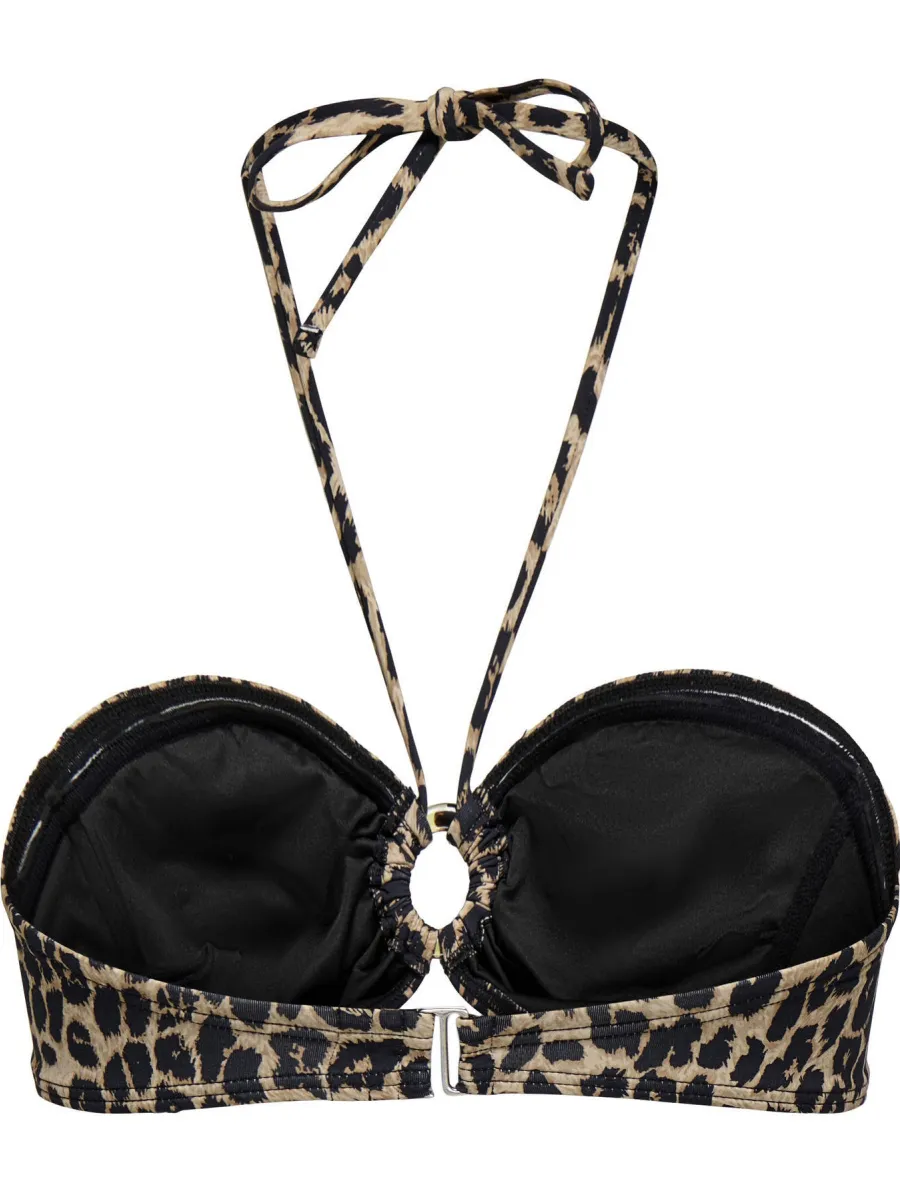 Only voorgevormde strapless bikinitop panterprint beige/zwart, foto 3