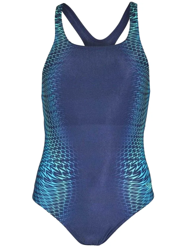 Speedo Dames/Dames Medalist Geometrisch Patroon Eendelig Zwempak (Lagune Blauw)