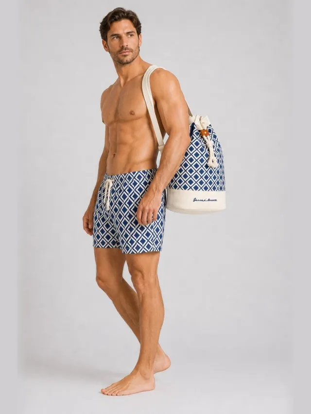 Gassa D'amante Badeshorts Vieste mit Strandtasche im 2-tlg. Set blauw-blauw