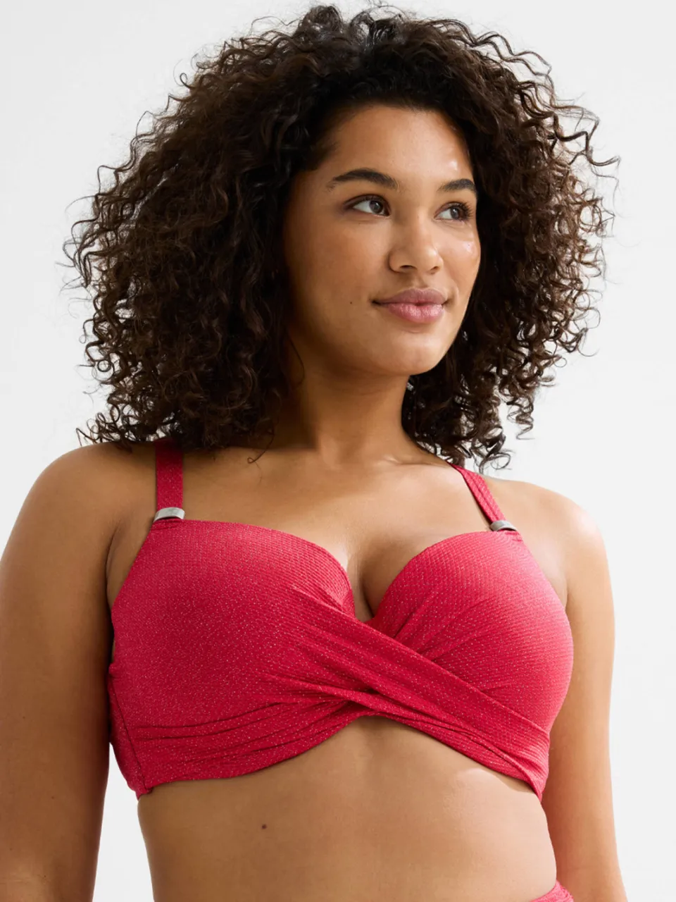 BEACHWAVE Curve voorgevormde beugel bikinitop met lurex rood, foto 5