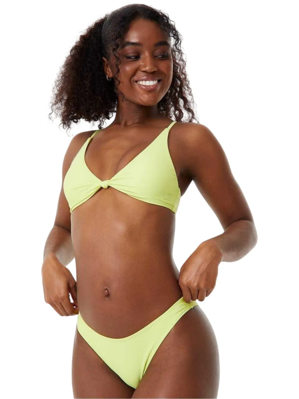 Jack Wills Effen tanga-zwemkleding met hoge taille voor dames (Kalk) limoengroen, foto 2