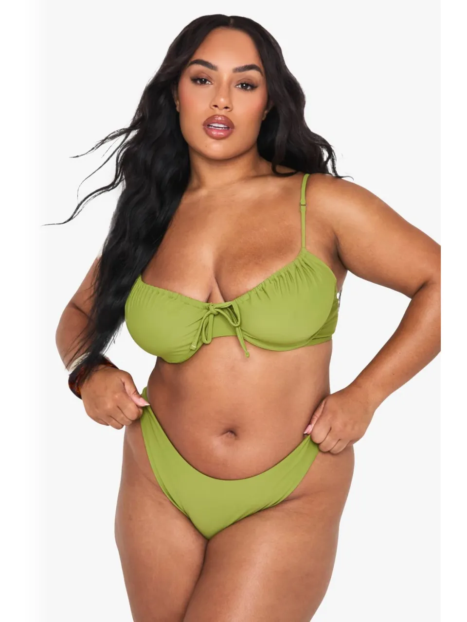 boohoo Dames Plus Bikini Bottoms olijf, foto 3