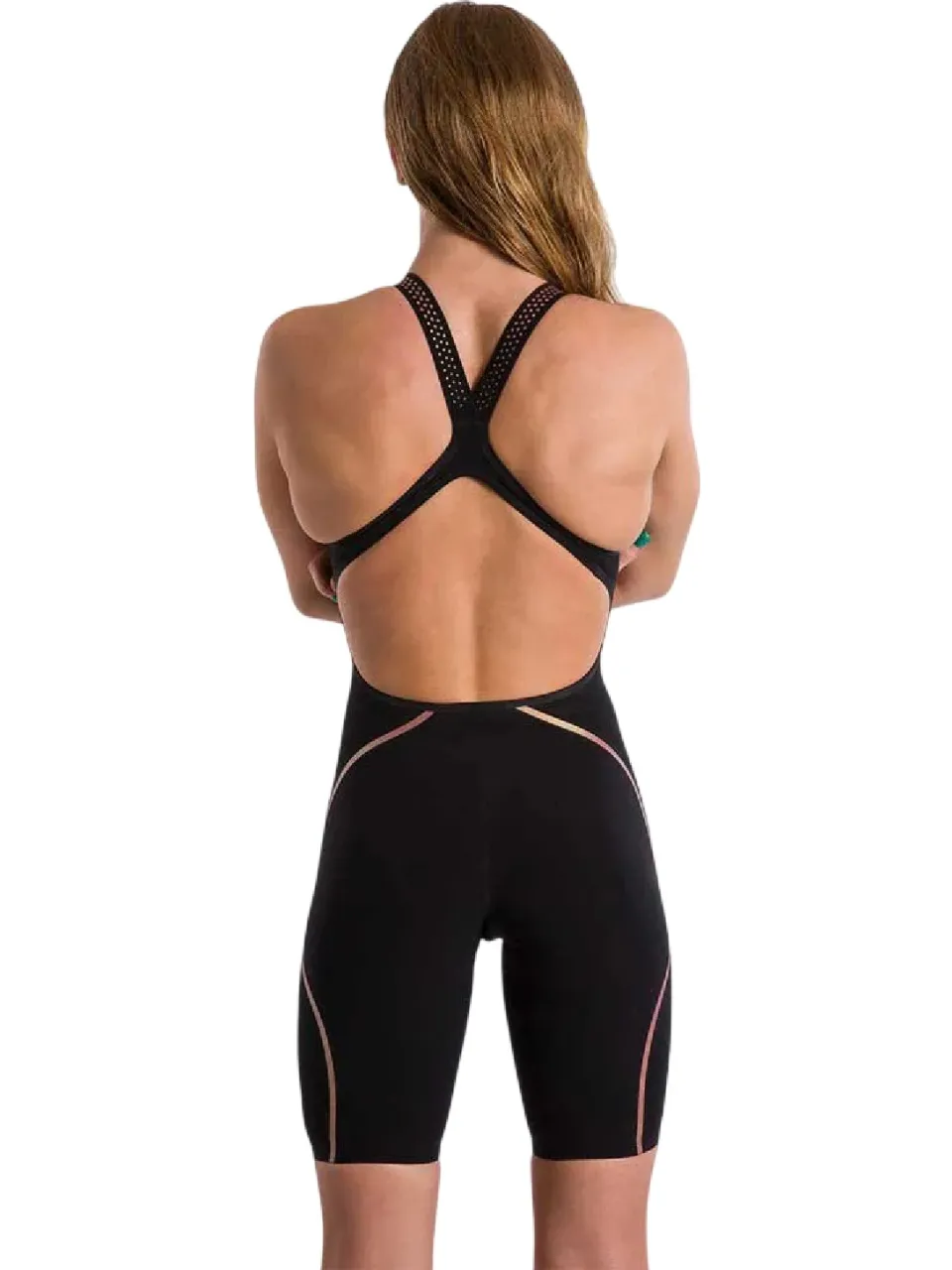 Speedo Intent Streamline eendelig zwempak voor dames (Zwart/Goud)