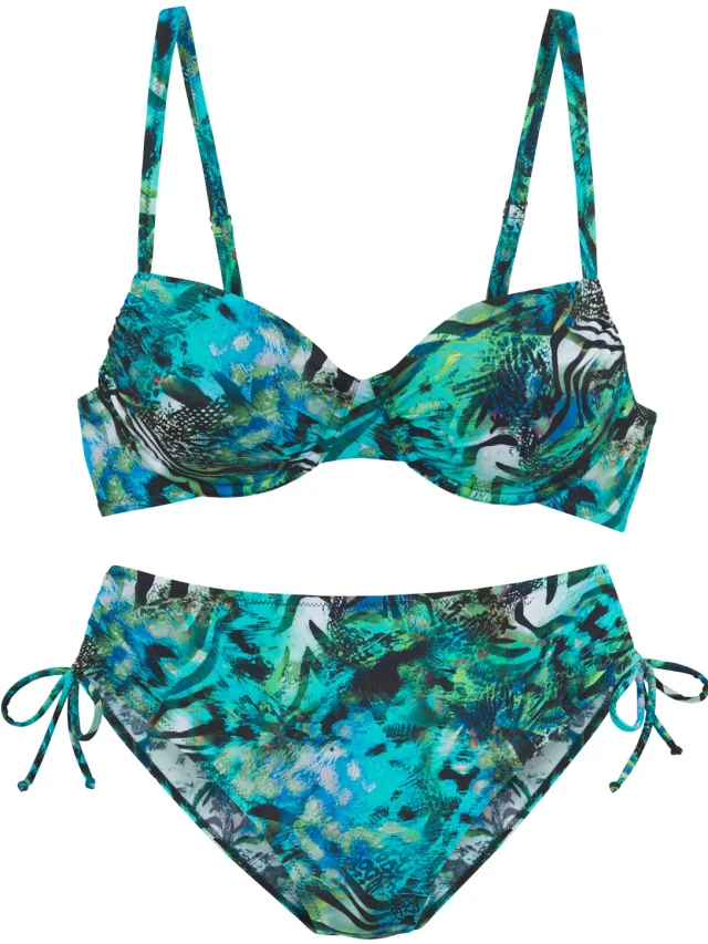 beugelbikini turquoise print turquoise bedrukt