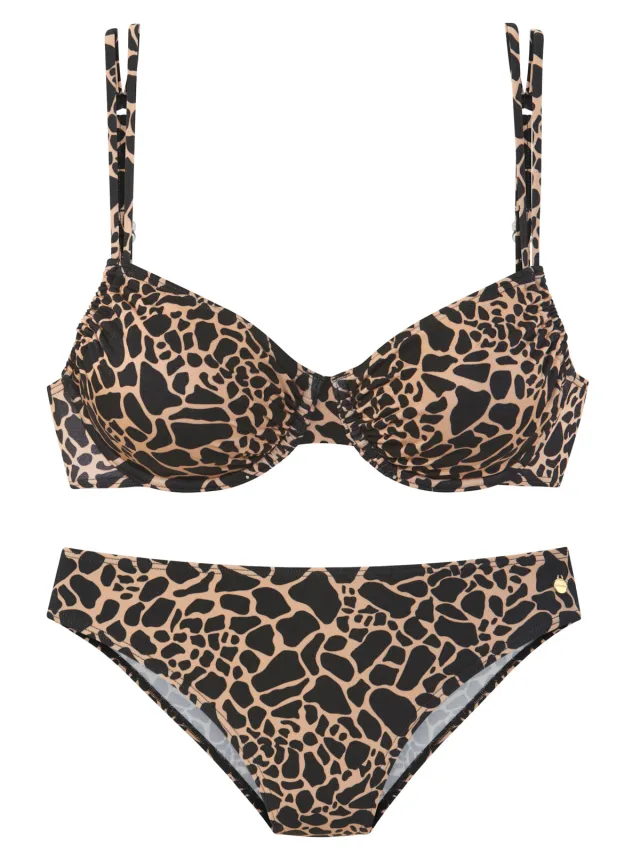 beugelbikini animalprint zwart-goud
