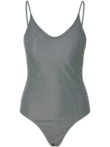 Pieces Dames badpak pcbaomi ronde hals zwart/wit gestreept