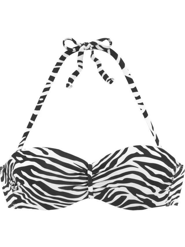 Bandeaubikinitop met beugel zebraprint zwart wit zwart/wit