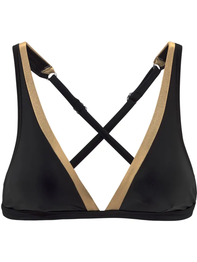triangelbikinitop zwart met goud, foto 2
