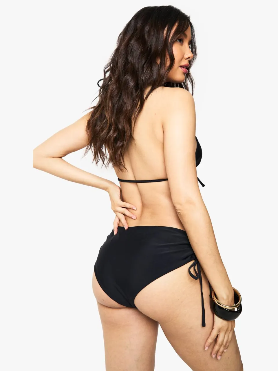 boohoo Dames Zwangerschaps-bikini met strik aan de voorkant, driehoekige pasvorm, hoog getailleerd en met geruikte zijkant zwart, foto 2