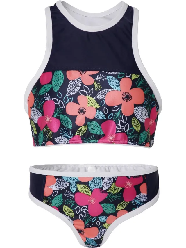 La V Bikini sport retro - Tropical flowers 164-170 (valt klein) Tropical color