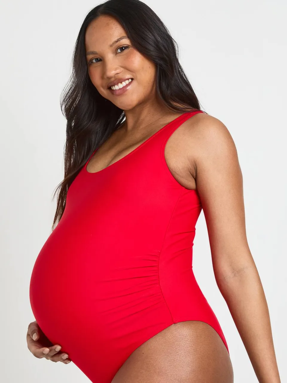 boohoo Dames Zwemsuit Voor Zwangere Met Ronde Halslijn Rood