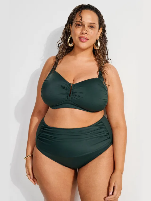 Zizzi high waist bikinibroekje TILDE donkergroen