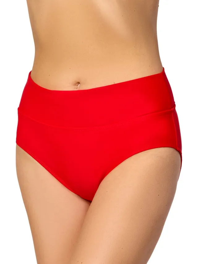 Merry Style Dames Zwembroek - Bikinibroekje - Elastische tailleband - Polyamide & Elastaan – Rood (4186) – 36 - MS-VR-Brief-5