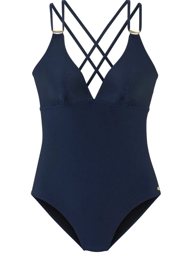 badpak marineblauw goudkleurig, foto 2