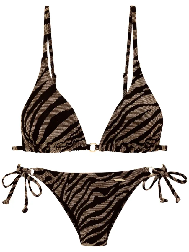 Triangelbikini zwart-goud animalprint, foto 2