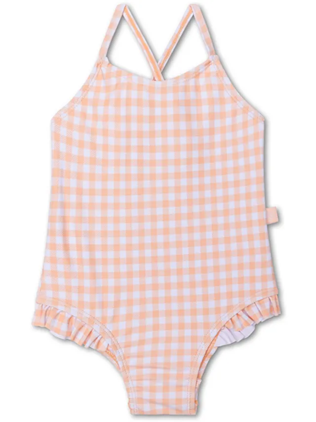 Swim Essentials Sunset Grid Bathing Suit Oranje Wit