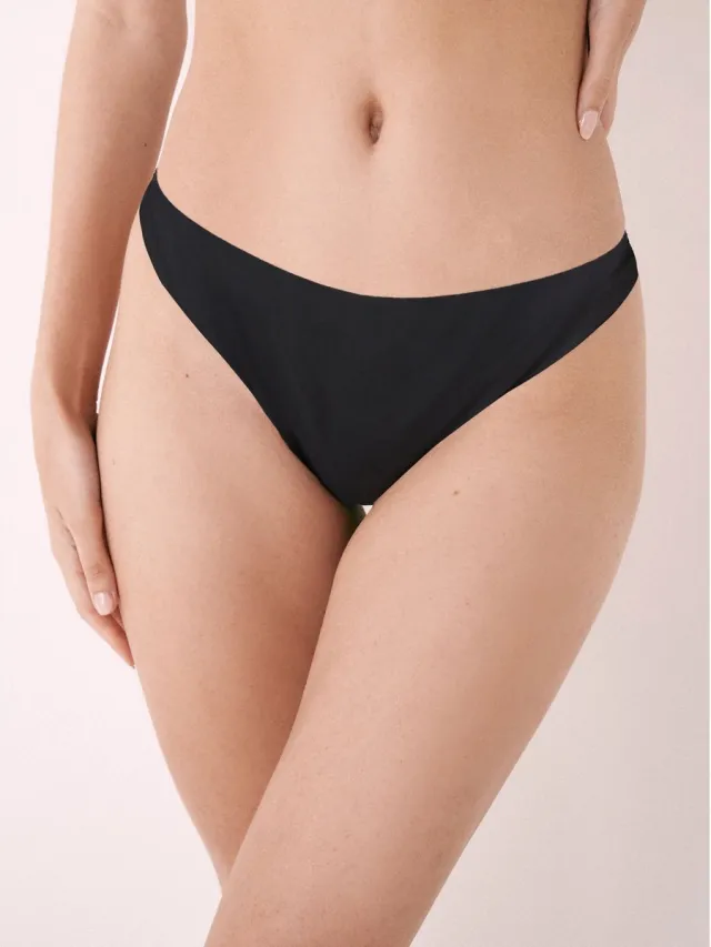 Next Dames - Bikinibroekje met ruches aan de zijkant en hoge beenuitsnijding - Zwart Black