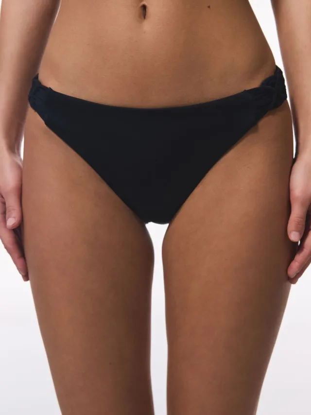 Penti Lage Taille Effen Jersey Bikini Slip Zwart