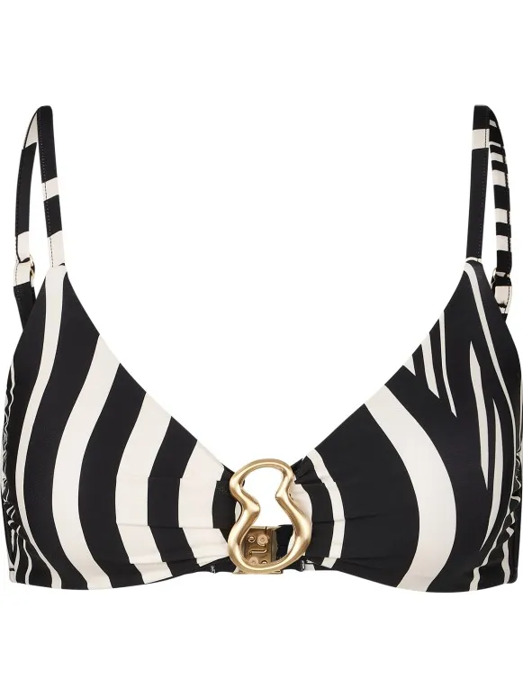 Seafolly Women's Coastline Ring Front Bralette - Bikinitop, zwart
