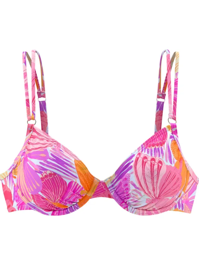 beugelbikinitop lila oranje bloemenprint, foto 2