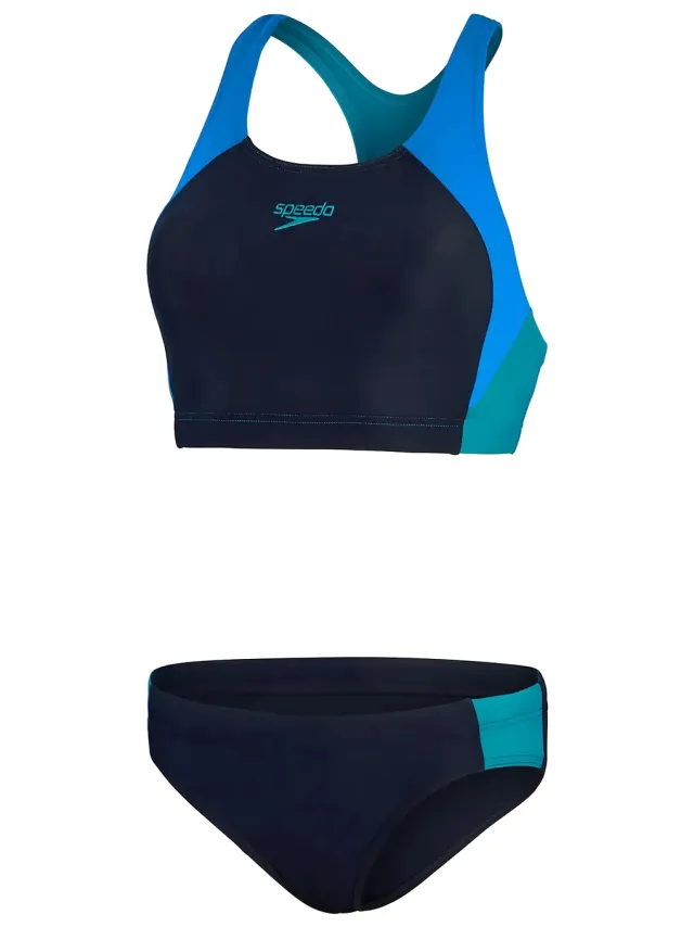 Speedo Colourblock Splice Bikini compleet dames Blauw dessin