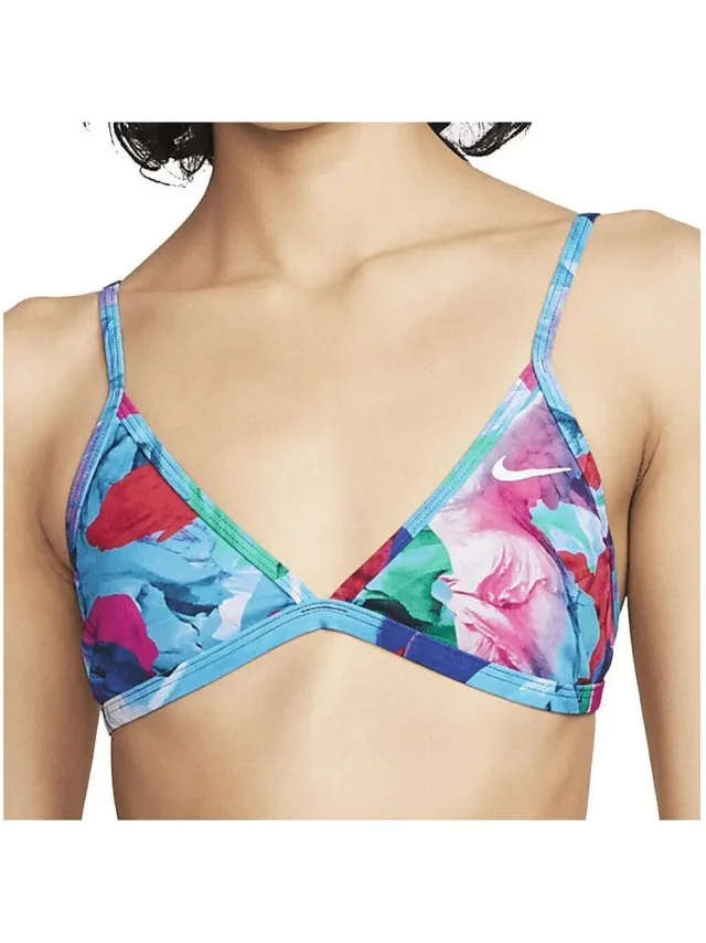 Nike Lace Up bikinitop met bloemenprint Roze
