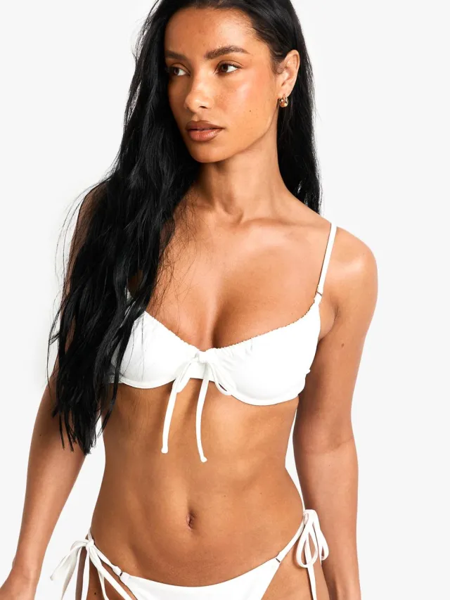boohoo Dames Swimwear Essentials Beugel Bikini Top Wit
